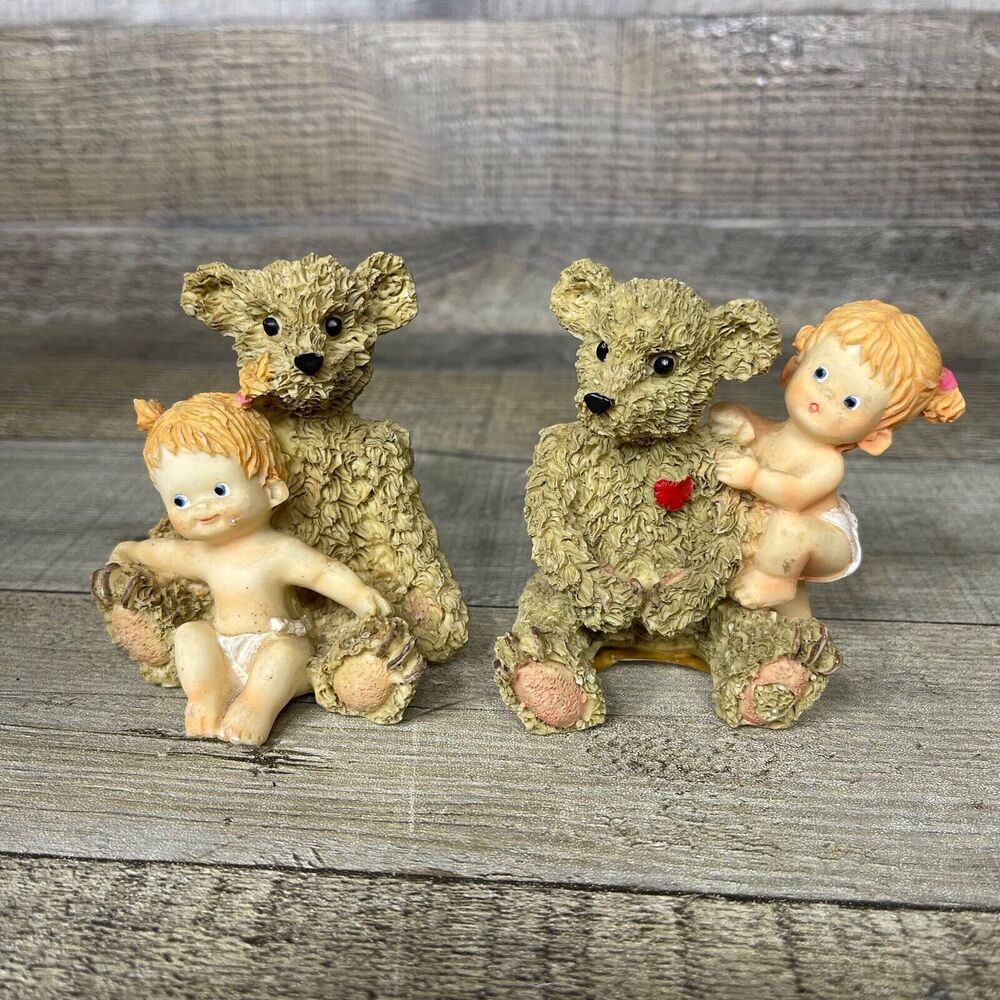 Baby Bear Figurines Holiday Animal Decor Figures Set of 2